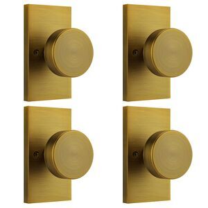 Antique Brass Dummy Door Knobs Interior for Closet Single Side 4 Pack
